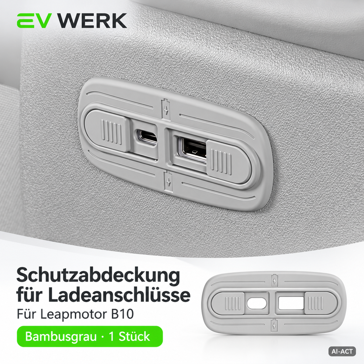 Bambusgraue USB-Schutzabdeckung für den Leapmotor B10 mit zwei einzeln zugänglichen Öffnungen