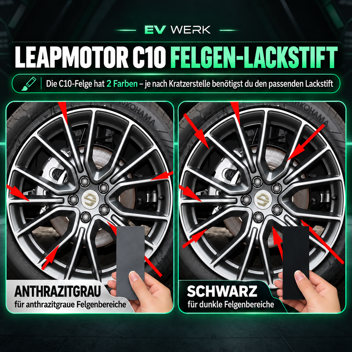 Felgen-Lackierstift-Set für Leapmotor C10 zur Ausbesserung kleiner Felgenkratzer