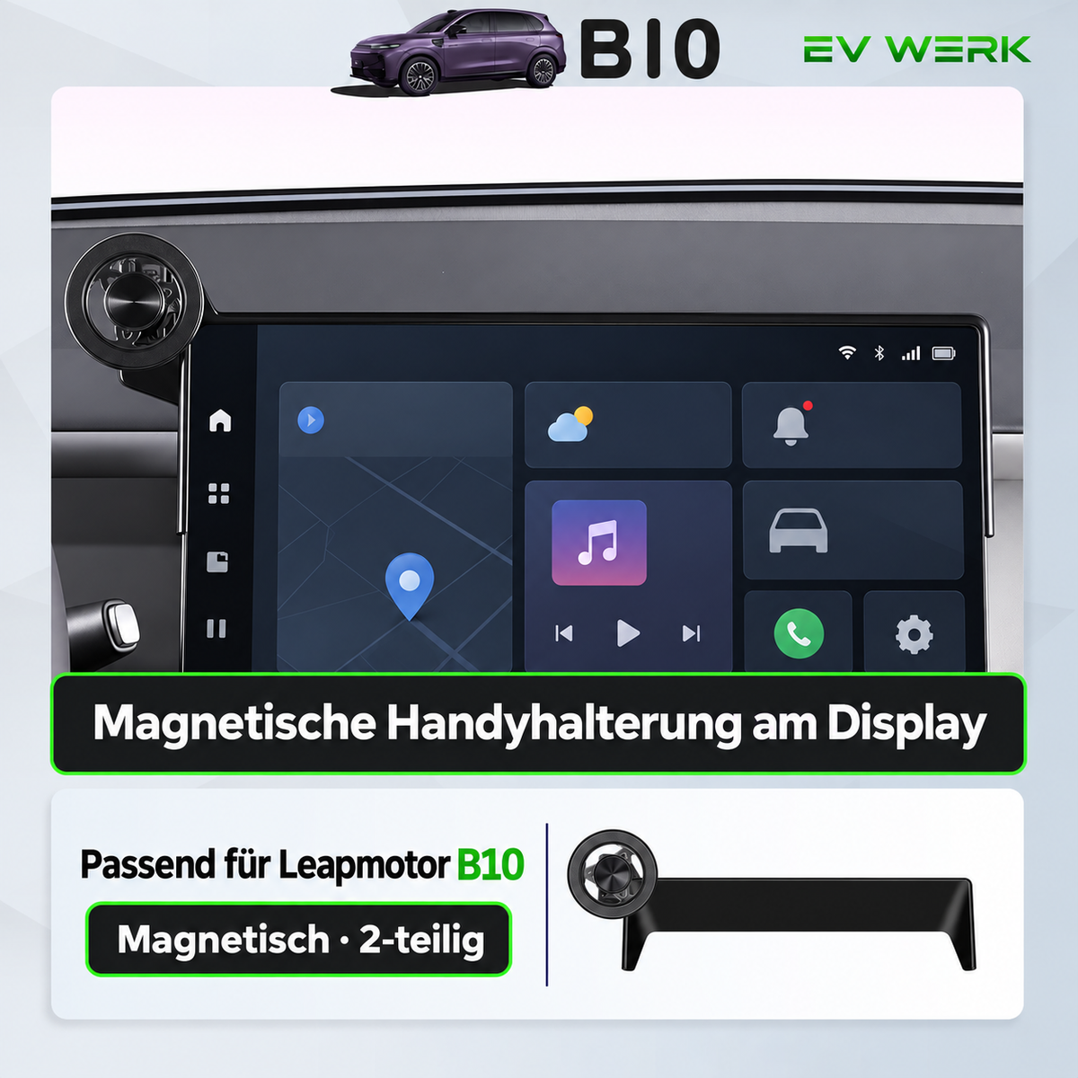 Magnetische Handyhalterung für Leapmotor B10 am Display – passgenaues Zubehör