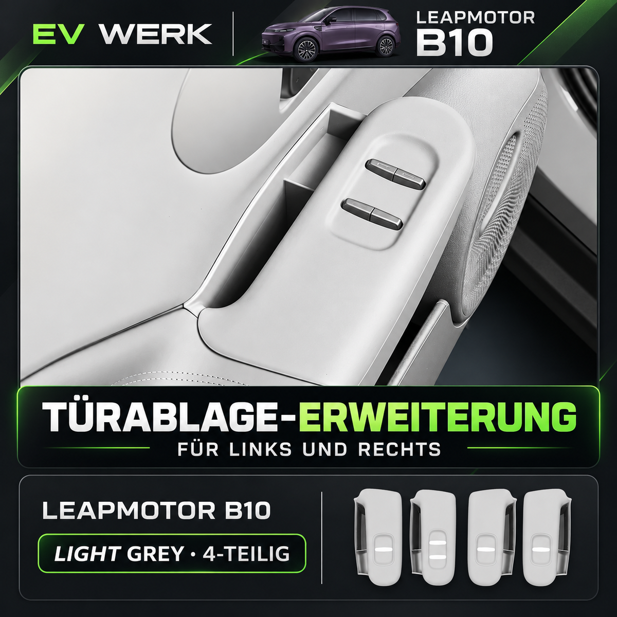 EV WERK Neuwagen Schutz Set für Leapmotor B10 in Light Grey – Innenraumdetail