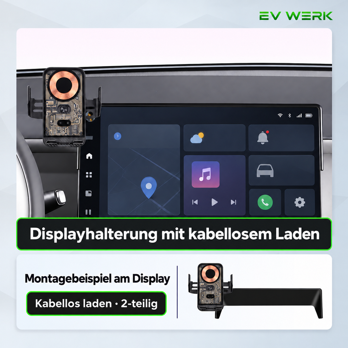 Display-Handyhalterung mit kabellosem Laden als Montagebeispiel für B05