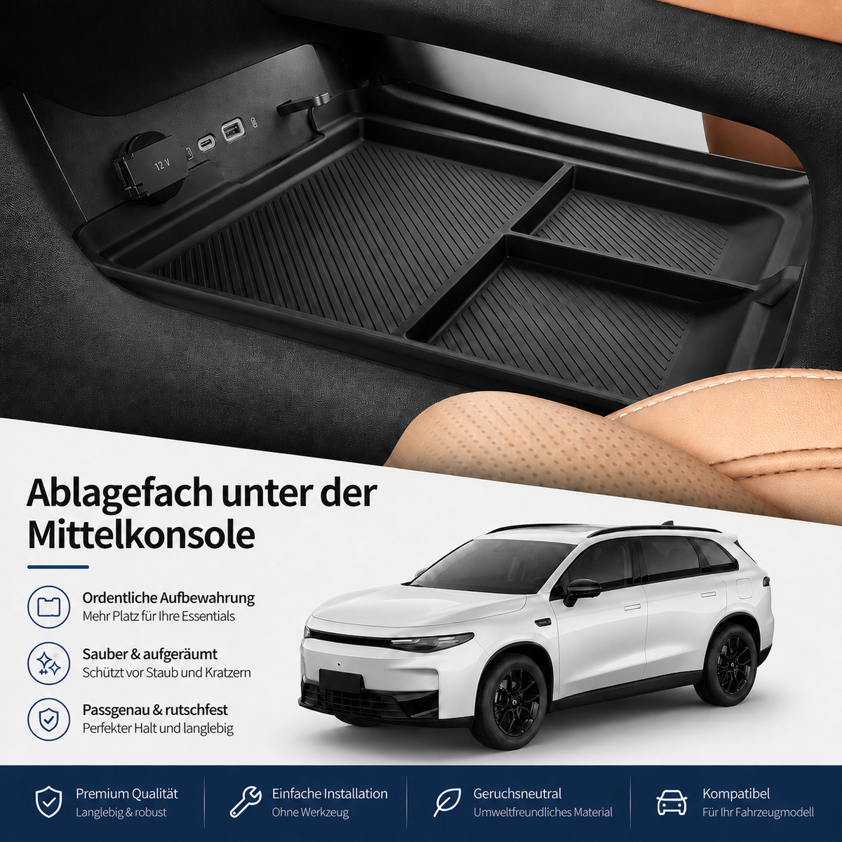 Ablagefach unter der Mittelkonsole des Leapmotor C10