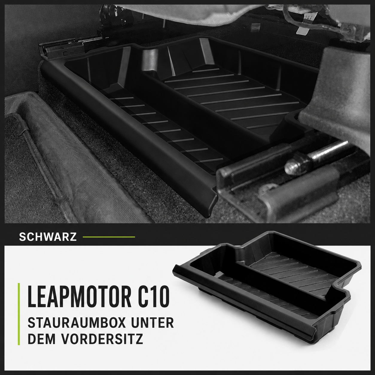 Stauraumbox unter dem Fahrersitz für Leapmotor C10 – Schwarz
