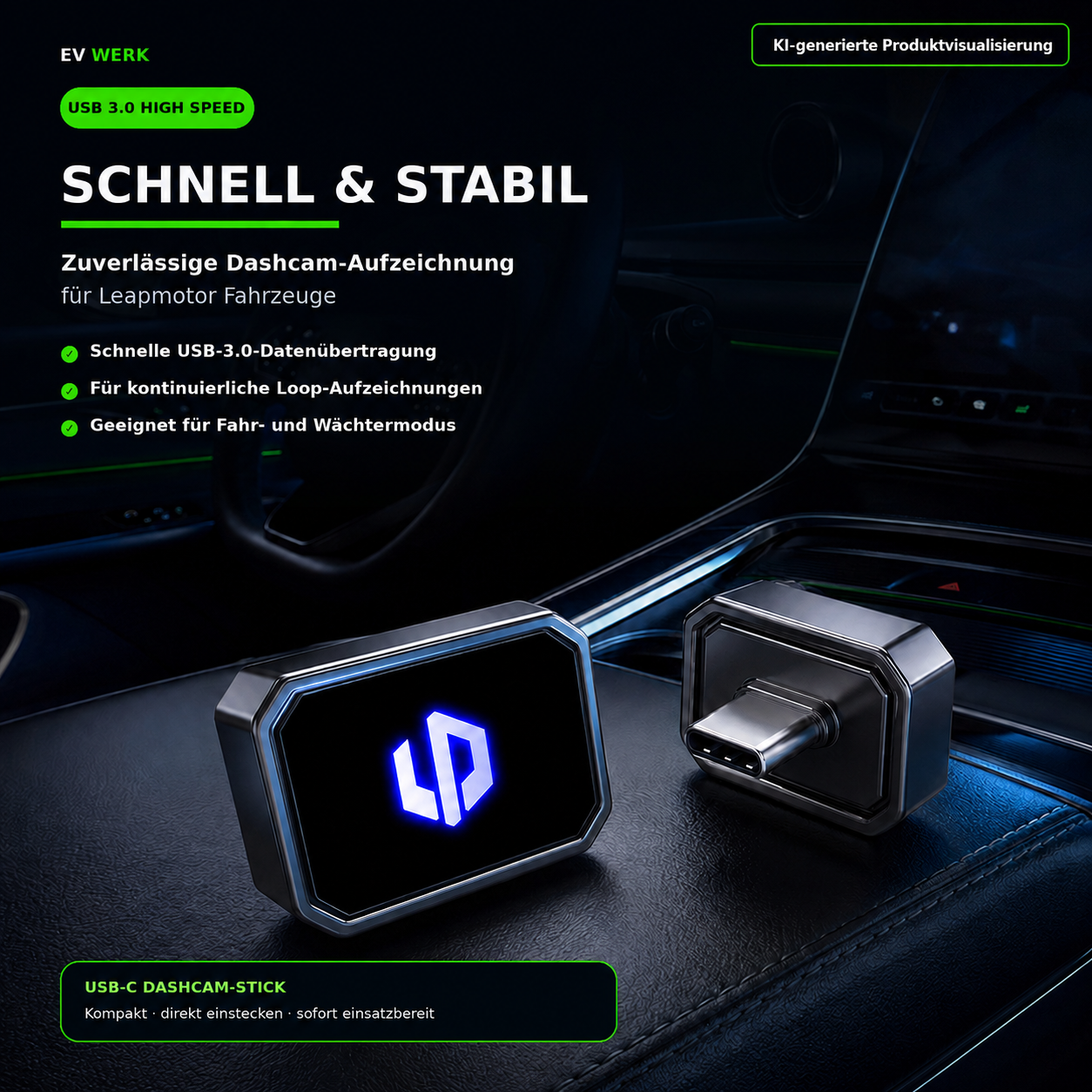 Dashcam USB-Stick für Leapmotor – Produktansicht