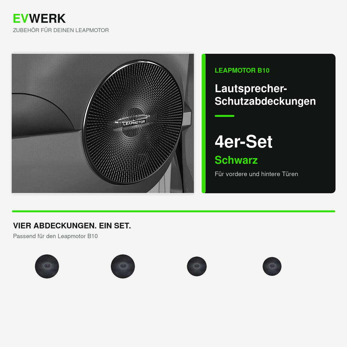 Vier schwarze Lautsprecher-Schutzabdeckungen für Leapmotor B10