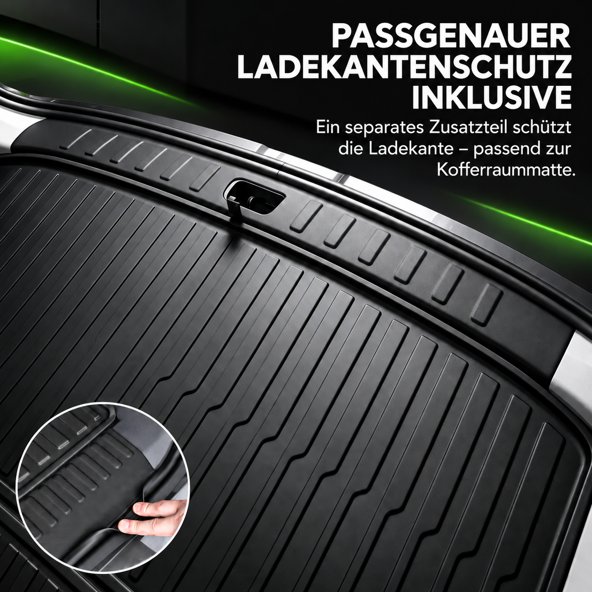 Separater gerippter Ladekantenschutz passend zur schwarzen Kofferraummatte für Leapmotor B10