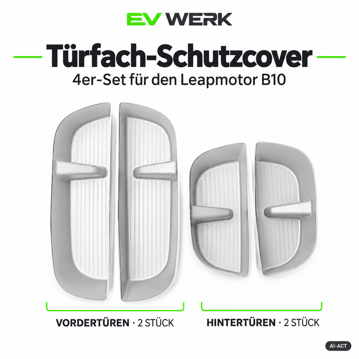 Vier graue Türfach-Schutzcover im Set, zwei für vorn und zwei für hinten