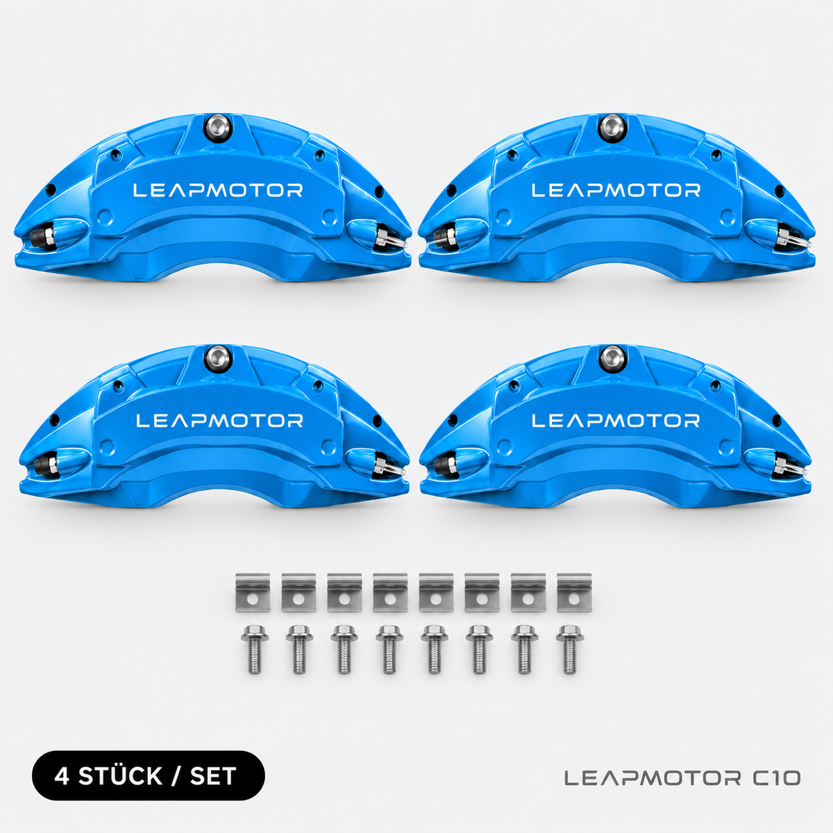 Leapmotor C10 Bremssattel-Abdeckungen Hellblau – 4 Stück Set mit Schrauben und Halterungen