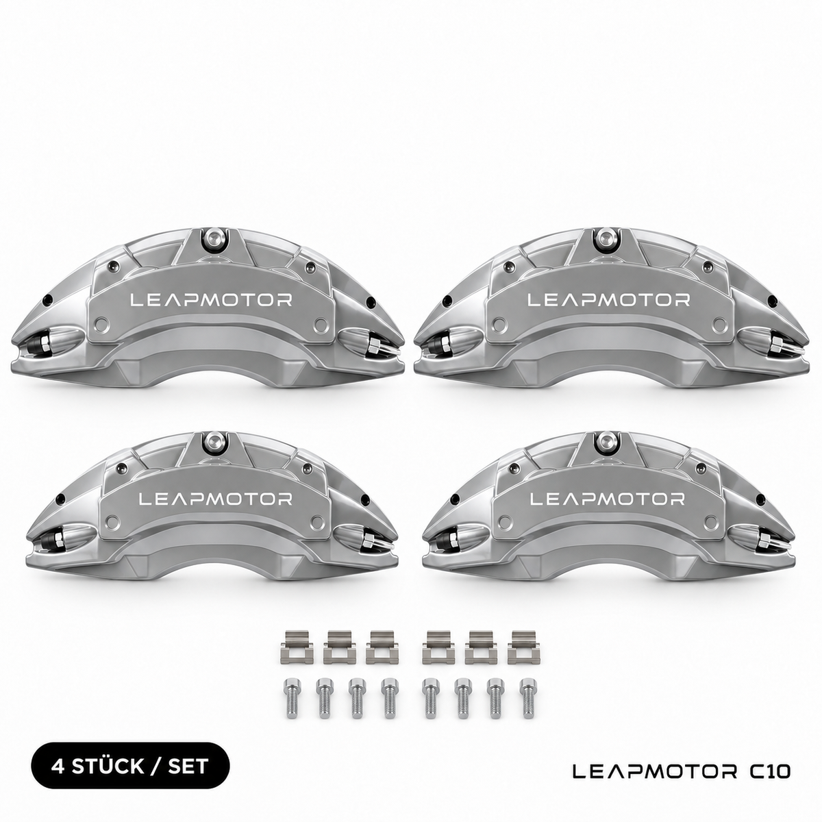 Leapmotor C10 Bremssattel-Abdeckungen Silber – 4er-Set