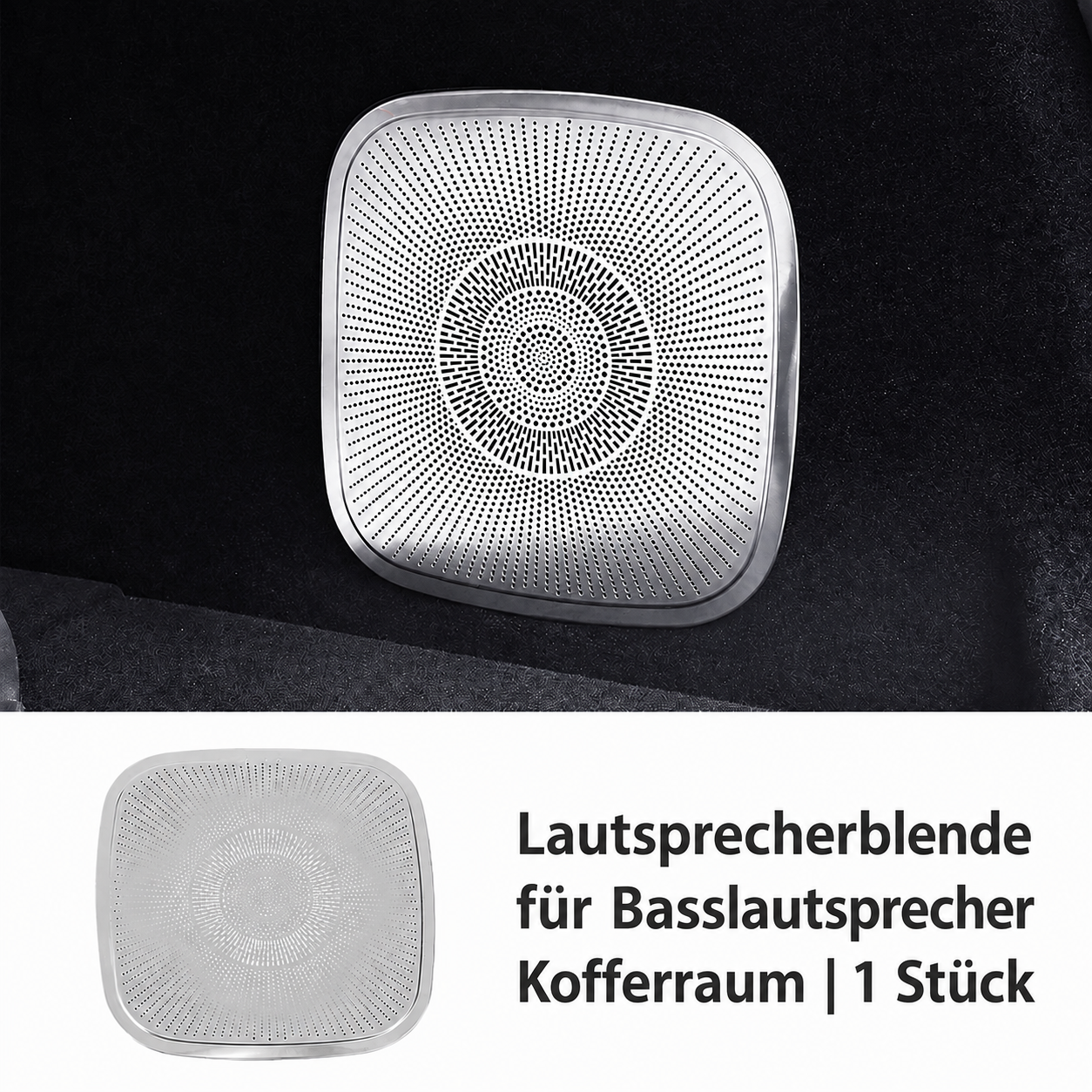 Leapmotor C10 Lautsprecherblende für den Basslautsprecher im Kofferraum in Silber