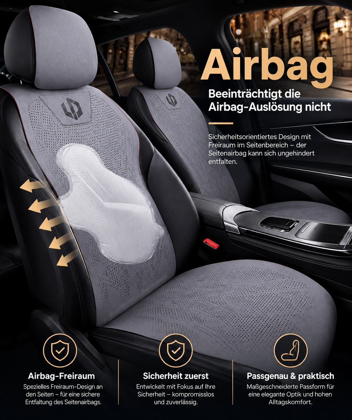 Leapmotor C10 Sitzbezüge mit Airbag-Freiraum für ungehinderte Seitenairbag-Entfaltung
