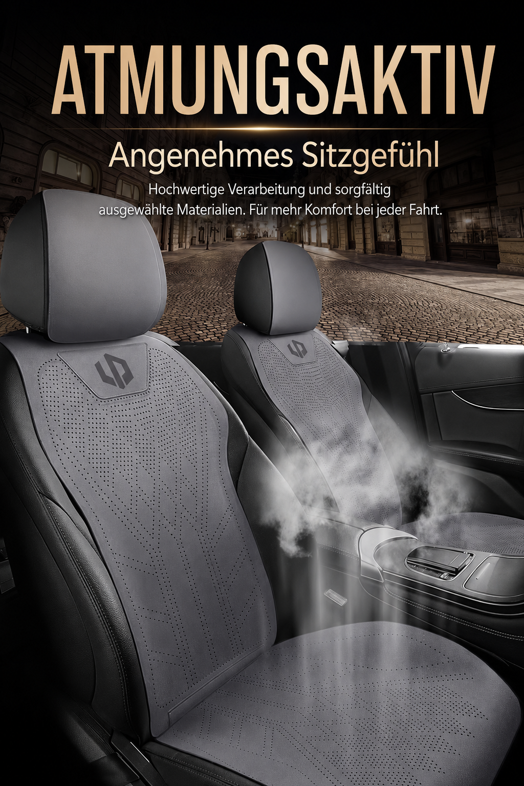 Atmungsaktive Leapmotor C10 Sitzbezüge mit perforierter Oberfläche für angenehmes Sitzklima