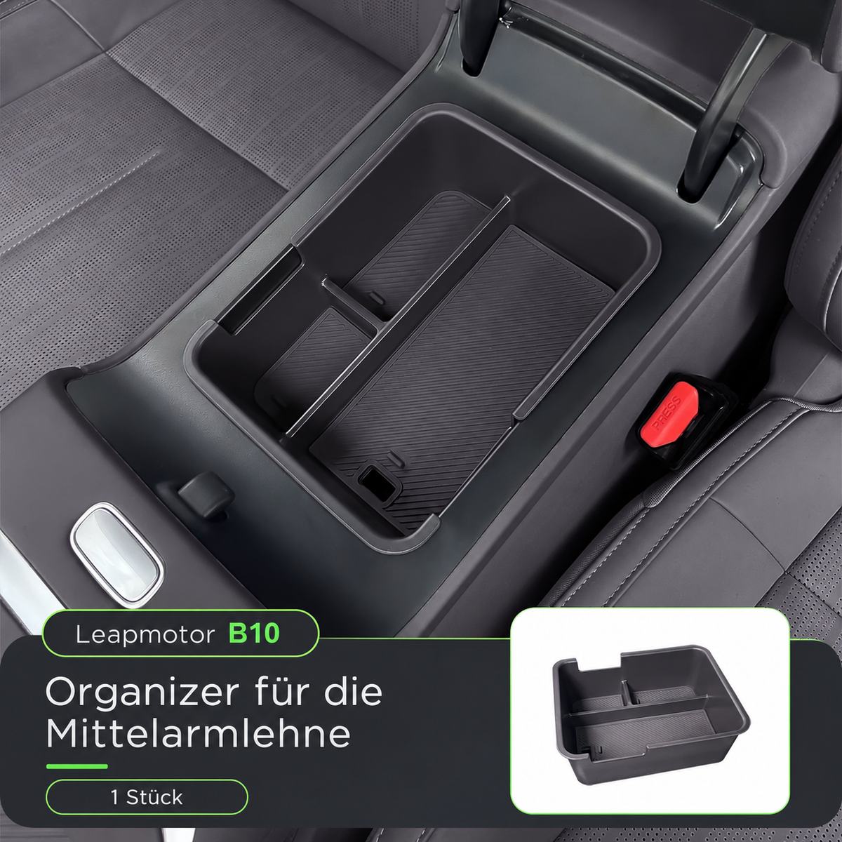 Mittelarmlehnen-Organizer in Anthrazitgrau für Leapmotor B10 – Produktansicht