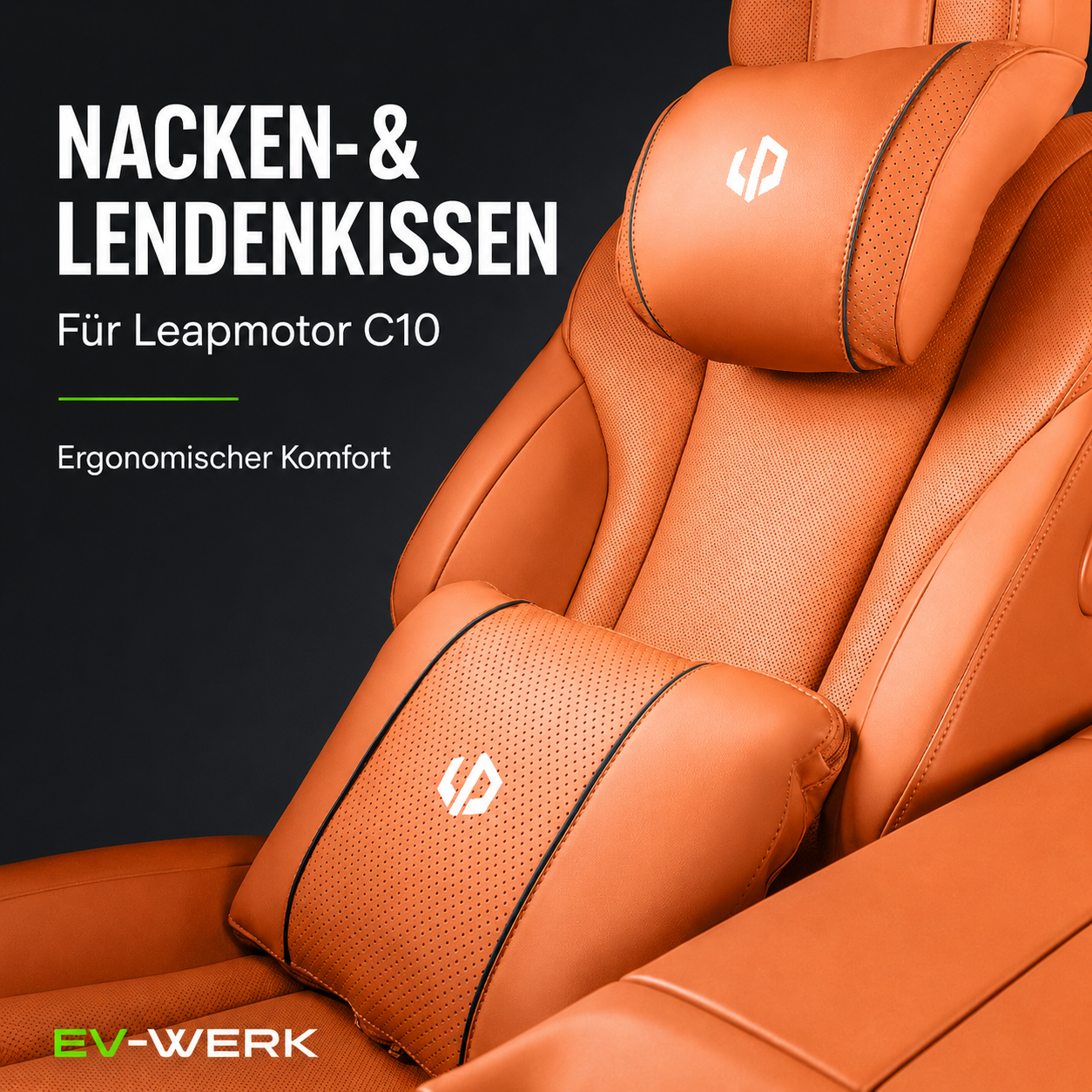 Oranges Nacken- und Rückenpolster-Set für Leapmotor C10