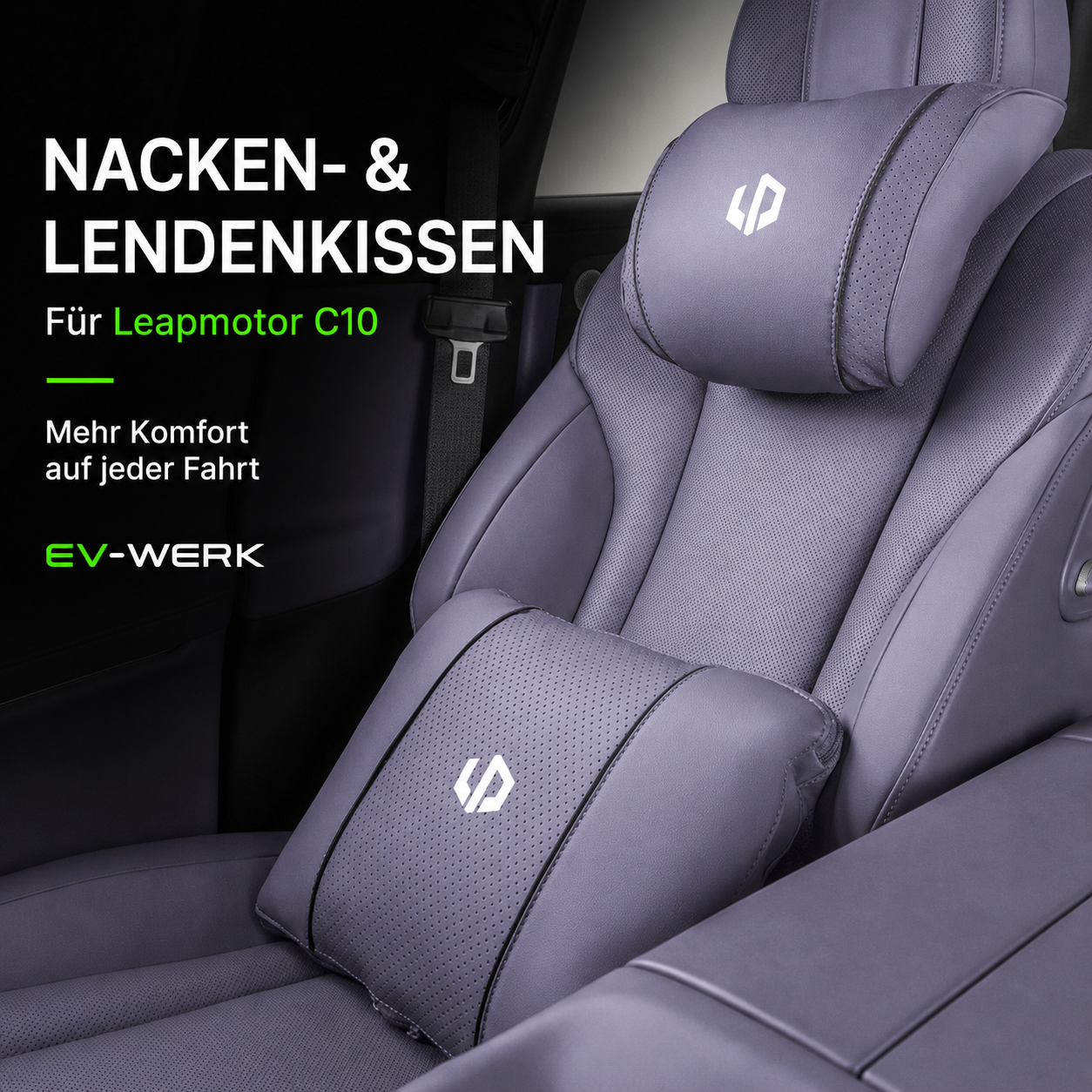 Violettgraues Nacken- und Rückenpolster-Set für Leapmotor C10